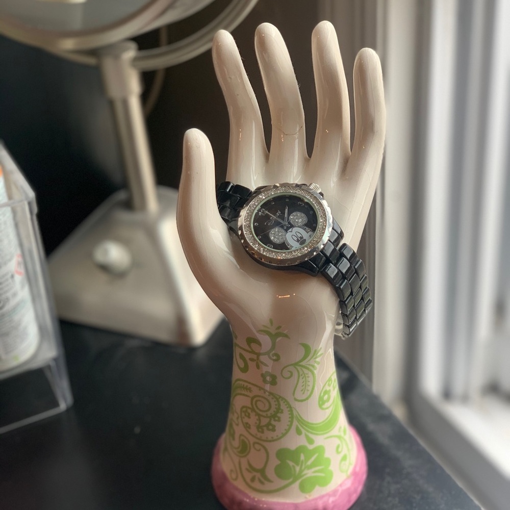 Disney Mickey Mouse Women's Black Sparkle Watch